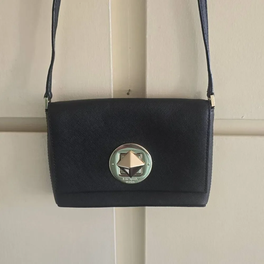 KATE SPADE Sally Twist Lock Crossbody, Blk Mini Bag, NWOT, GOLD Hardware